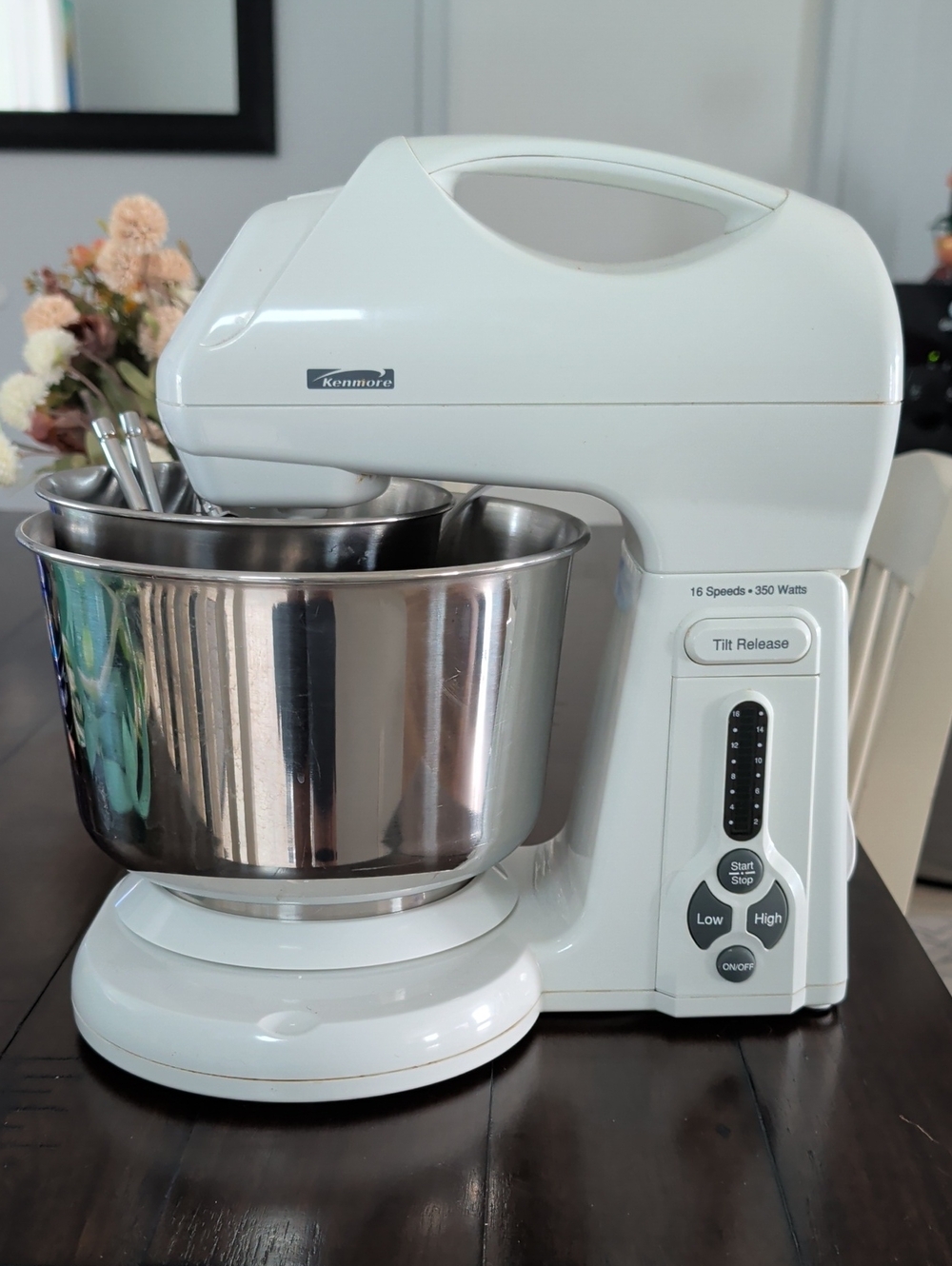 Kenmore White Tilt-Head Stand Mixer with Stainless Bowl